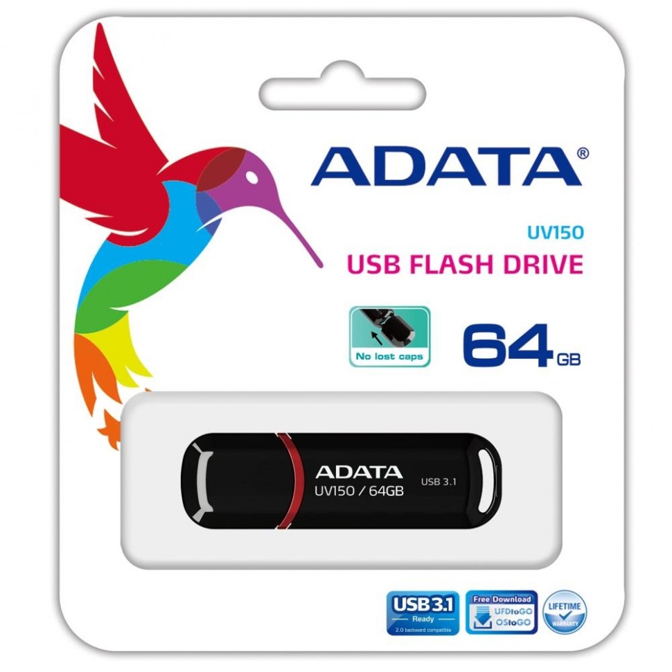 Флэш-накопитель USB3.1 64GB BLACK AUV150-64G-RBK ADATA
